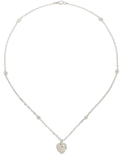Gucci Silver Heart Interlocking G Necklace - Natural