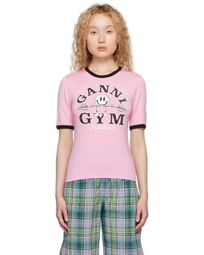 Ganni Gym Tシャツ - ピンク