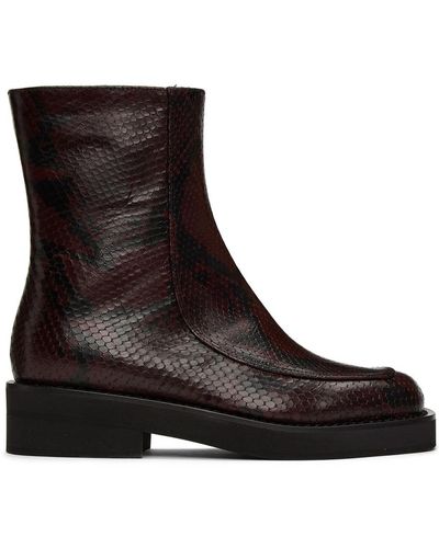Marni Snake-effect Leather Ankle Boots - Red