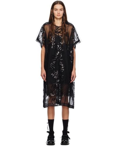 Simone Rocha Black Sequinned Midi Dress