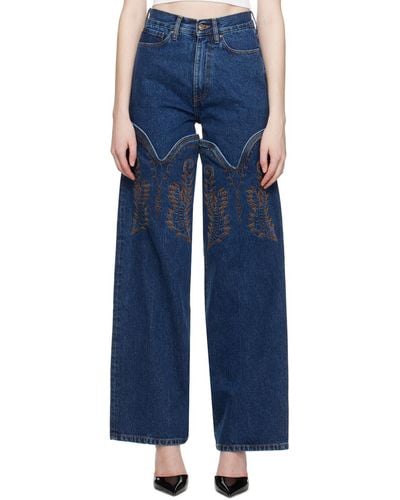 Y. Project Cowboy High Cuff Jeans - Blue