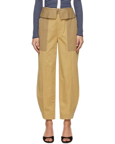 FRAME Tan Foldover Trousers - Multicolour