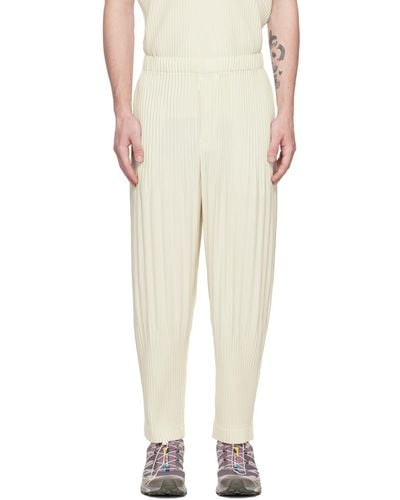 Homme Plissé Issey Miyake Homme Plissé Issey Miyake White Colour Pleats Trousers - Natural