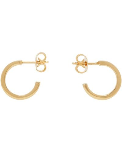 MM6 by Maison Martin Margiela Gold Numeric Minimal Signature Hoop Earrings - Black