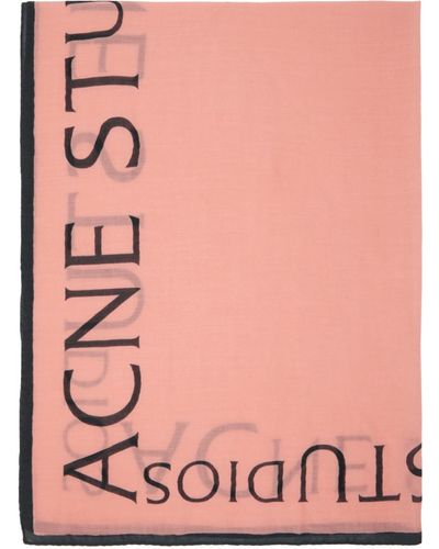Acne Studios Foulard rose en laine à logo