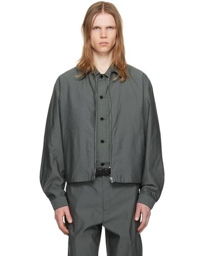 Lemaire Blouson vert en toile prélavée - Noir