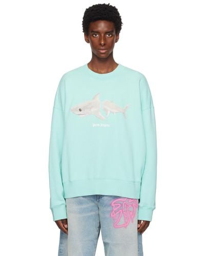 Palm Angels Blue Shark Sweatshirt - Multicolour