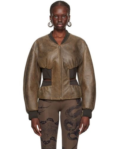 Jean Paul Gaultier Blouson brun en cuir édition knwls - Marron