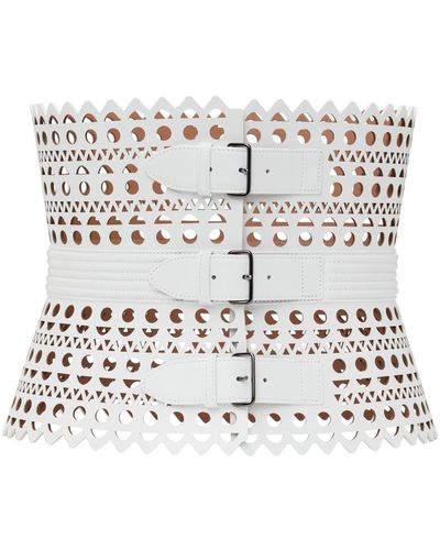 Alaïa Alaïa grande ceinture de style corset blanche en cuir 1992 - Multicolore