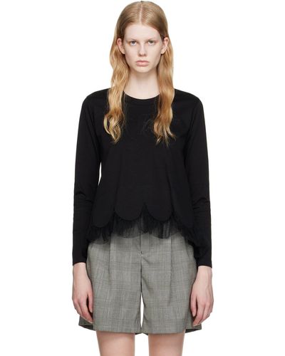 Noir Kei Ninomiya Scalloped Long Sleeve T-shirt - Black