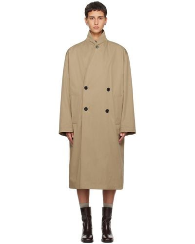 Lemaire Beige Wrap Collar Trench Coat - Black