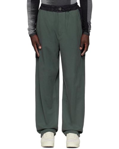 Y-3 Green & Black Panelled Trousers