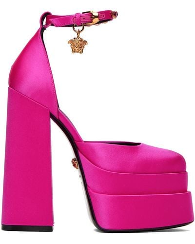 Versace Chaussures à talon bottier aevitas roses à plateforme et à méduses - Violet