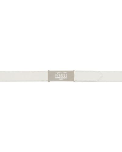 Maison Margiela Reversible Off-white Logo-engraved Belt - Black