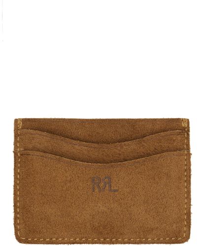 RRL Tan Roughout Suede Card Holder - Brown