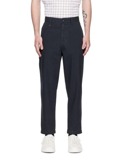 BOSS Navy Relaxed-fit Pants - Black