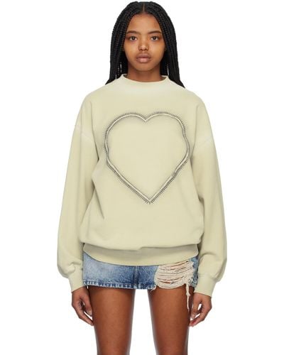 we11done Beige Heart Choker Sweatshirt - Natural