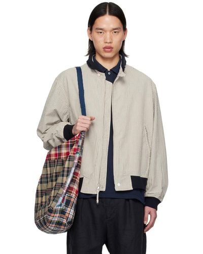 Engineered Garments Off- Striped Bomber Jacket - Natural