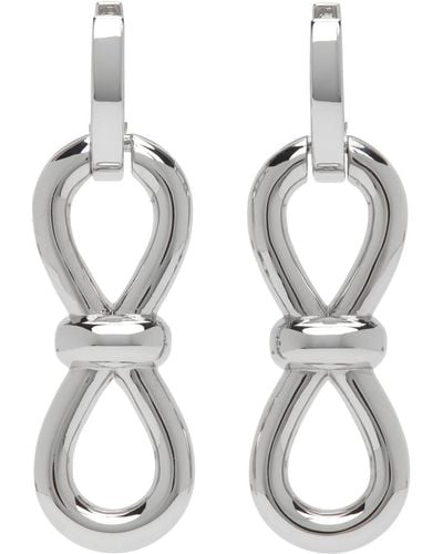Mach & Mach Silver Bow Earrings - Metallic