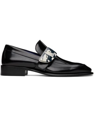 Burberry Leather Shield Loafers - Black