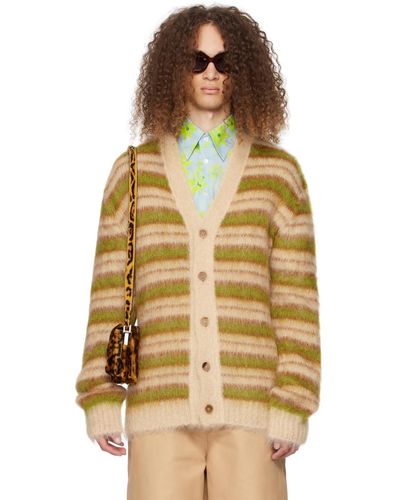 Marni Beige Striped Cardigan - Natural