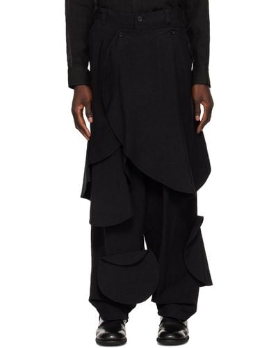 Yohji Yamamoto Panelled Cargo Trousers - Black