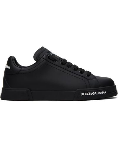 Dolce & Gabbana Portofino Leather Low-top Trainers - Black