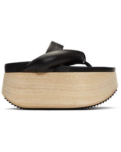 Jil Sander Leather Platform Sandals - Black