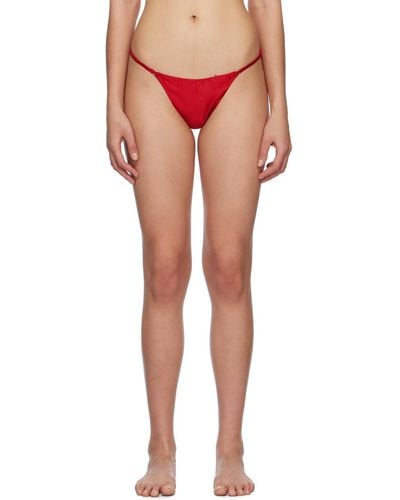 Fleur du Mal Crystal Luxe V Thong - Red