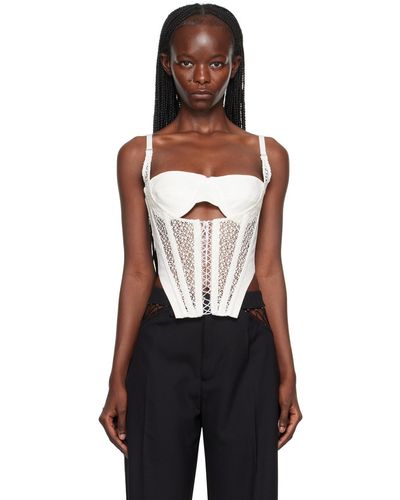 Dion Lee White Lace-up Corset Tank Top - Black