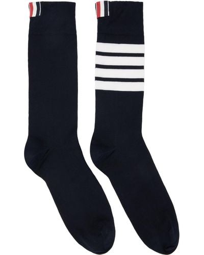 Thom Browne Navy 4-bar Socks - Blue