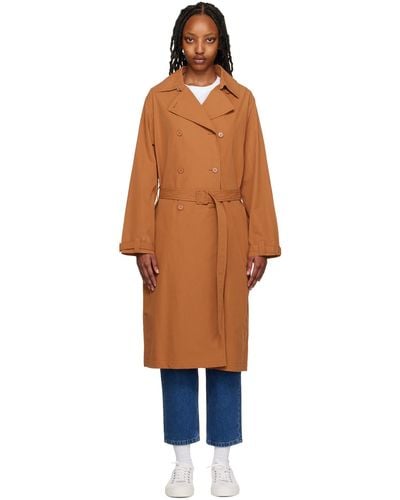 A.P.C. . Brown Irene Trench Coat - Blue