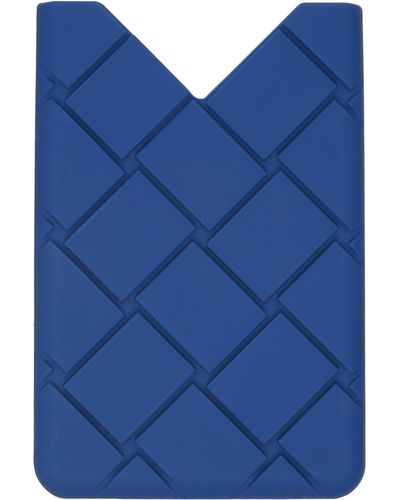 Bottega Veneta Porte-cartes tissé façon intrecciato bleu marine
