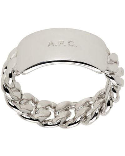 A.P.C. . Silver Darwin Ring - Metallic