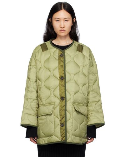 Louis Vuitton Padded Nylon Bomber Jacket Green Khaki For Women