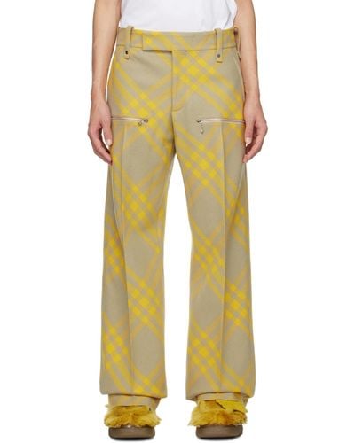 Burberry Yellow & Beige Check Pants