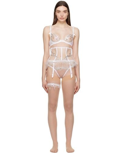 Agent Provocateur ホワイト Melle ガーターベルト - ブラック