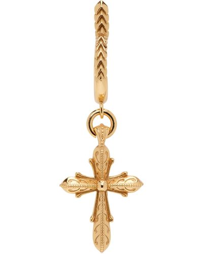 Emanuele Bicocchi Boucle d'oreille unique dorée à croix gothique - Noir