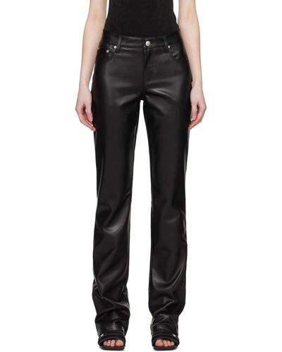 MISBHV Pantalon droit noir en cuir synthétique