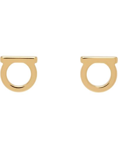 Ferragamo Gold Small Gancini Earrings - Black