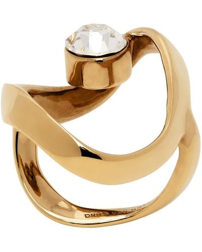 Dries Van Noten Waved Jewel Ring - Metallic