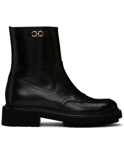 Ferragamo Bottes oreste noires en cuir