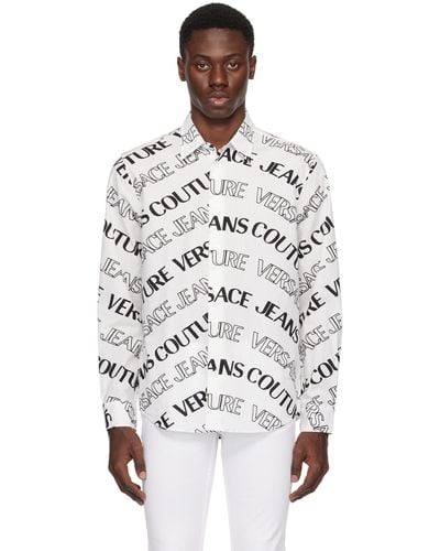 Versace ホワイト& Logowave シャツ - ブラック