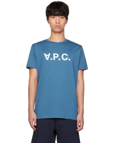 A.P.C. T-shirt bleu à logo