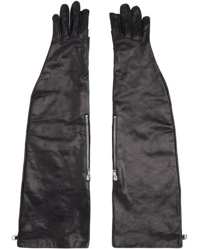 Rick Owens Black Zip Pocket Long Gloves