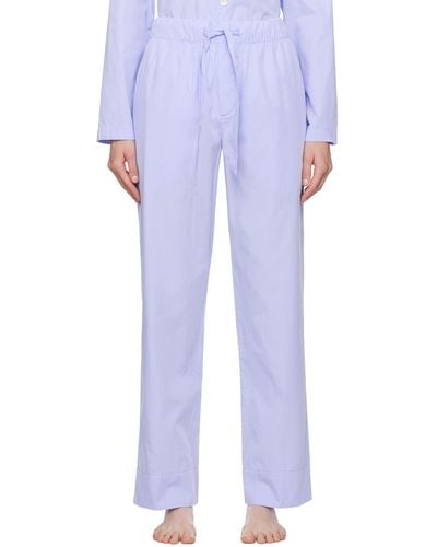 Tekla ブルー ドローストリング パジャマパンツ - ホワイト