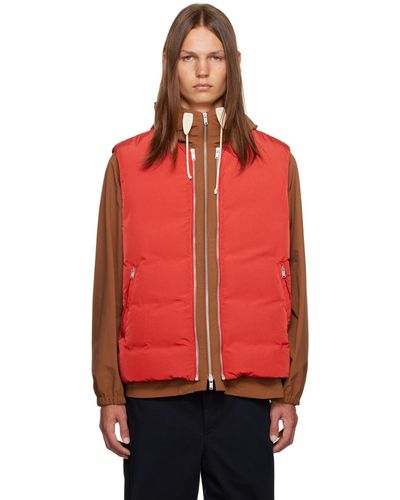 Jil Sander Ensemble de blouson brun et veste rouge rembourrée en duvet
