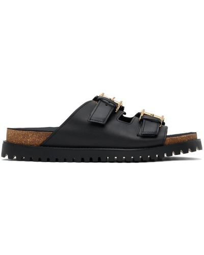 Versace Calf Leather Sandals Shoes - Black