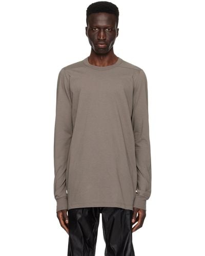 Rick Owens T-shirt à manches longues gris à couture horizontale aux épaules - Noir