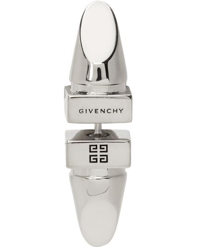 Givenchy Boucles d'oreilles argentées à logo g - Noir
